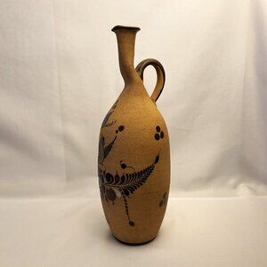 Tonala Vintage Hand Painted Pottery Vase 12" Bird & Floral Design Signed Netzi